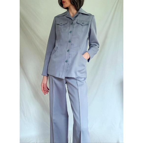 Vintage 1970s Leisure Suit, White Stag, High Waist Wide Leg Pant Suit, S/M - Picture 9 of 16